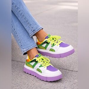 Forever Link Women's Multicolored Chunky Platform Sneakers Size 6 New